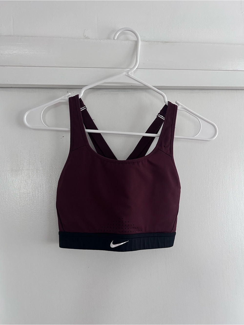 Nike Women's Deep Maroon Medium-Support Sports Bra with Black Band